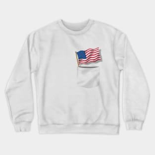 Fake Pocket USA Flag Crewneck Sweatshirt